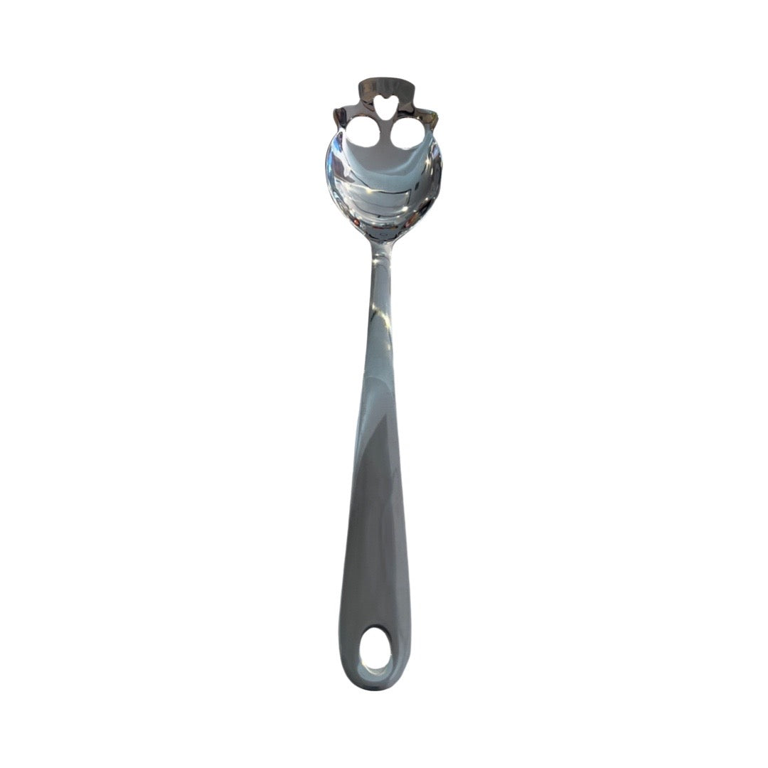 stainless steel serving spoon shaped as a skull