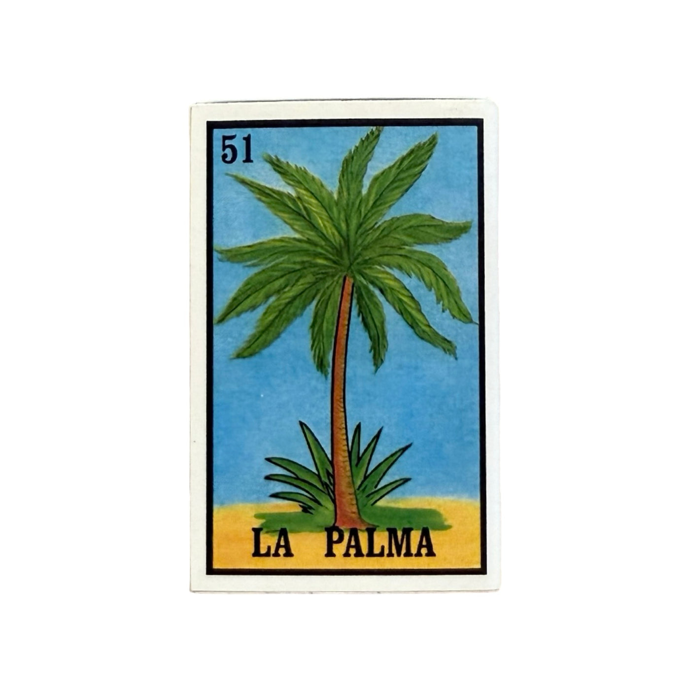mini box of matches featuring the Mexican Loteria image of La Palma.