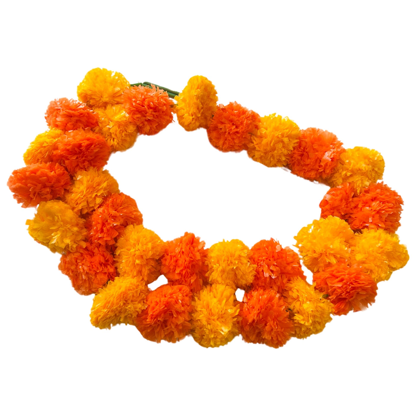light and dark orange plastic marigold garland