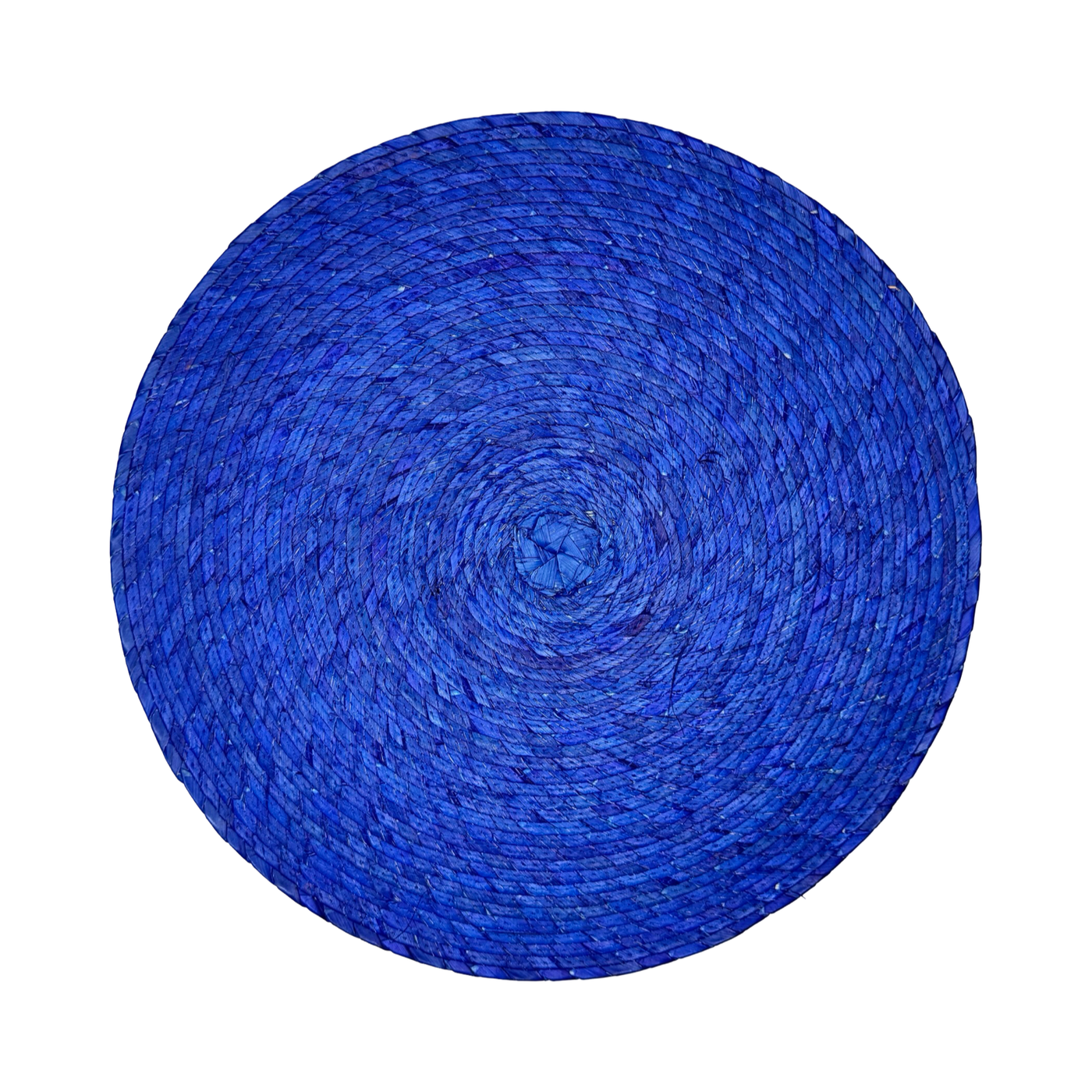 Round blue woven placemat