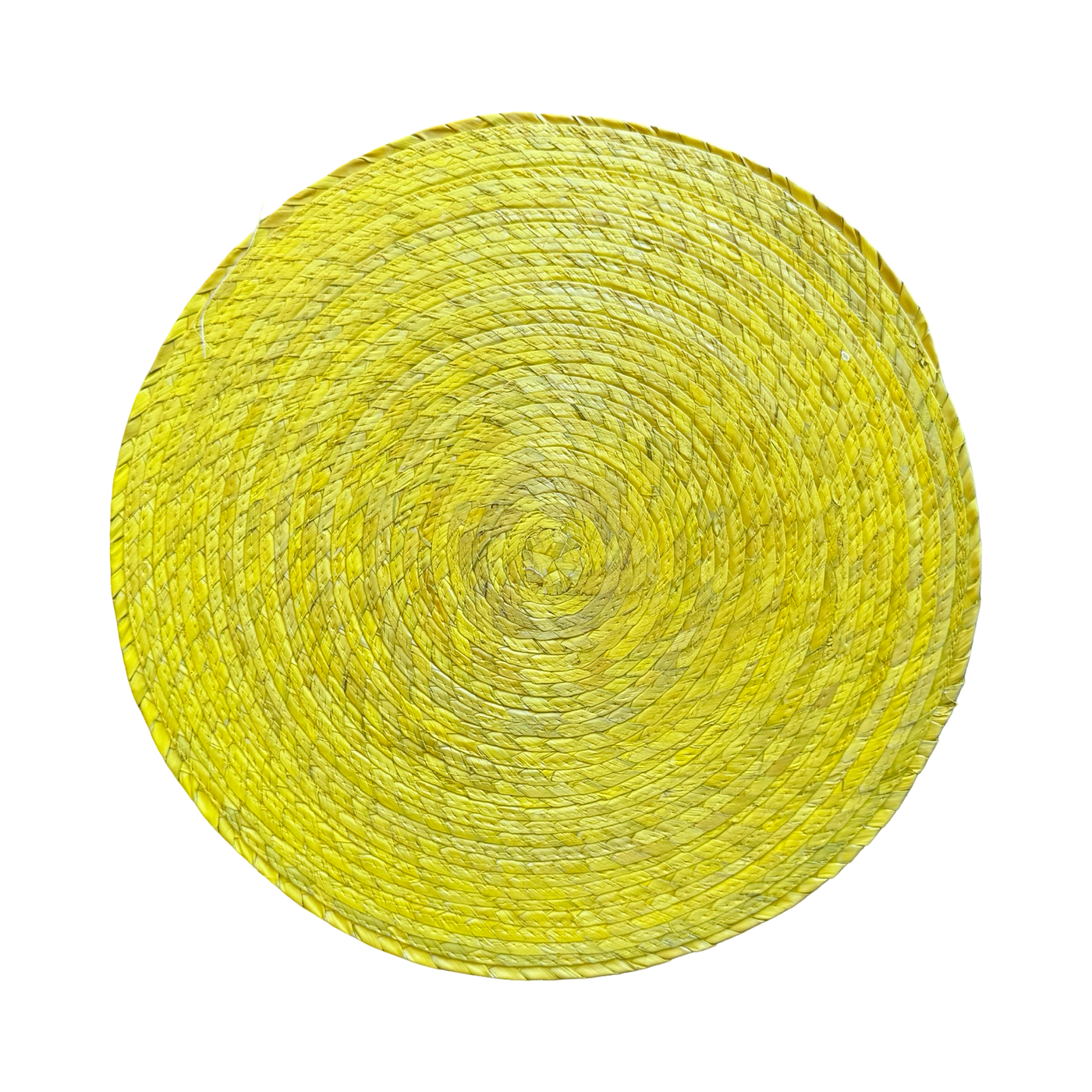 Round yellow woven mat