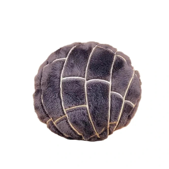 brown plush concha shaped dog toy