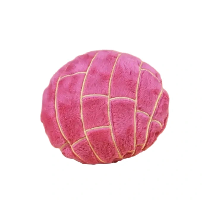 pink plush concha shaped dog toy.