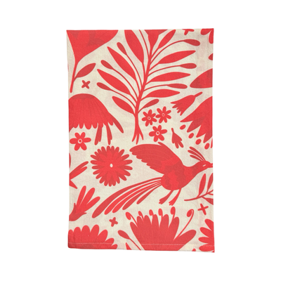 Sienna otomi designed kitchen towel folded in quarters.