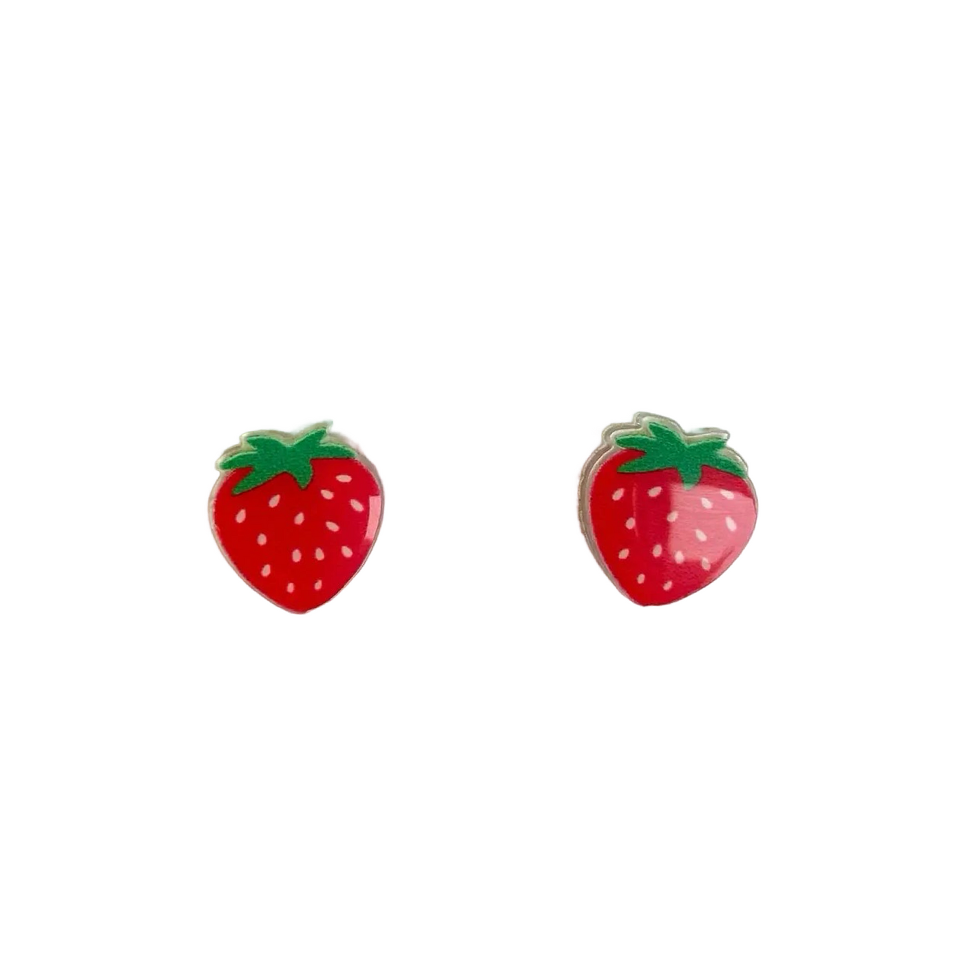 pair of acrylic strawberry stud earrings.