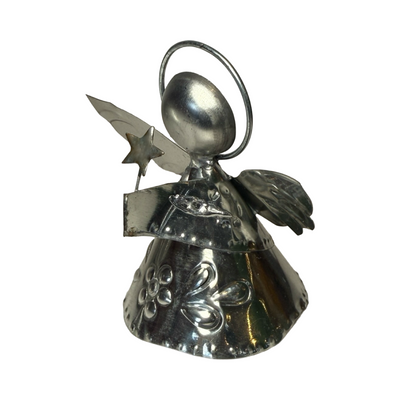 tin shaped angel holding a star wand