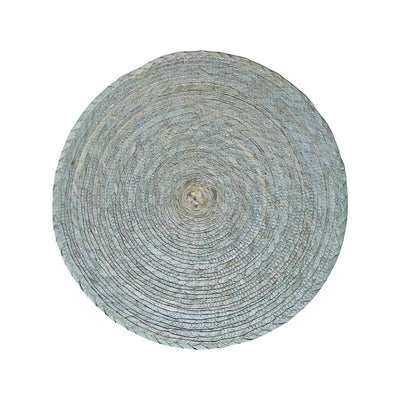 Round grey blue colored palm placemat