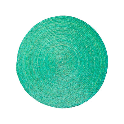 Round seafoam green colored palm placemat