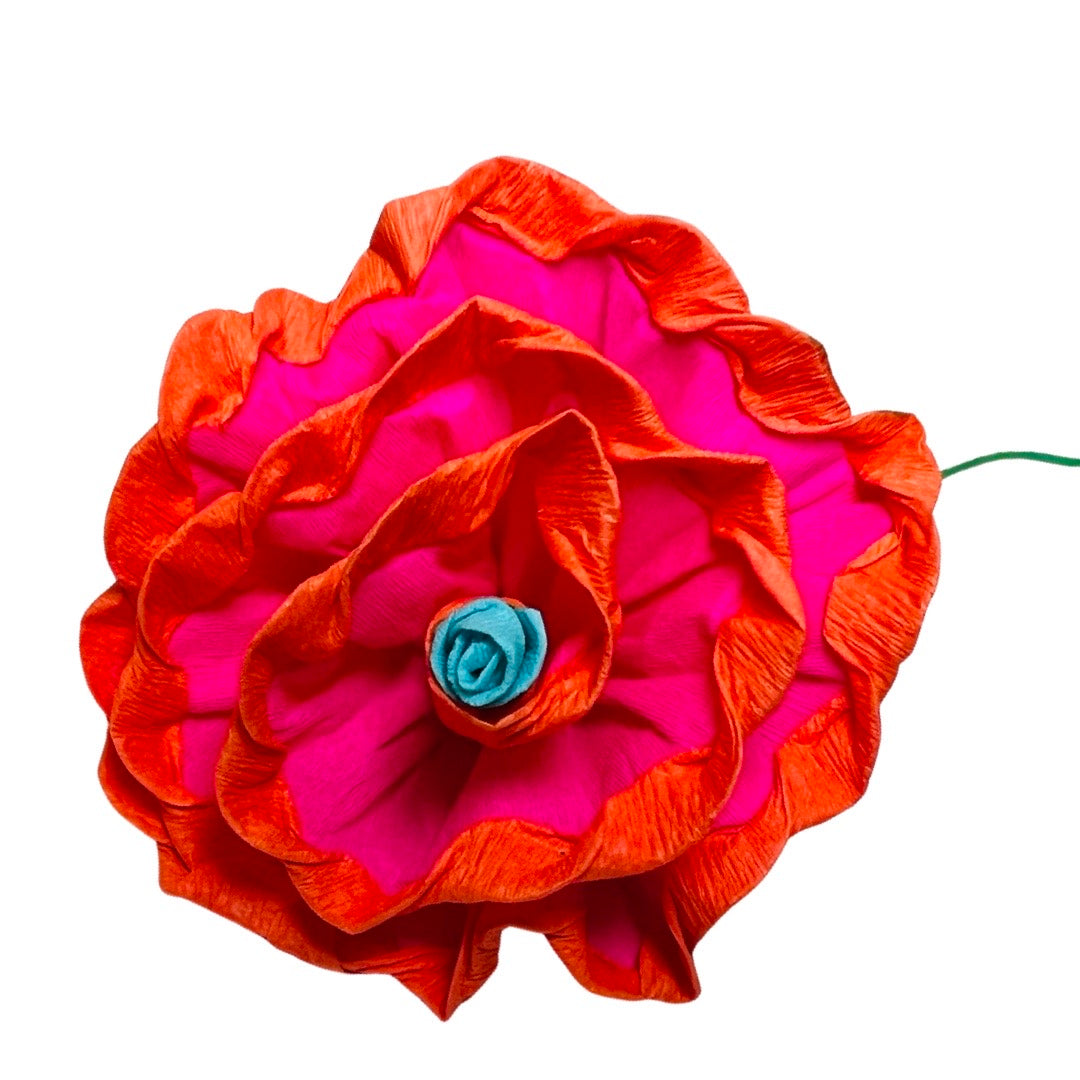 Pink, red and turquoise paper flower