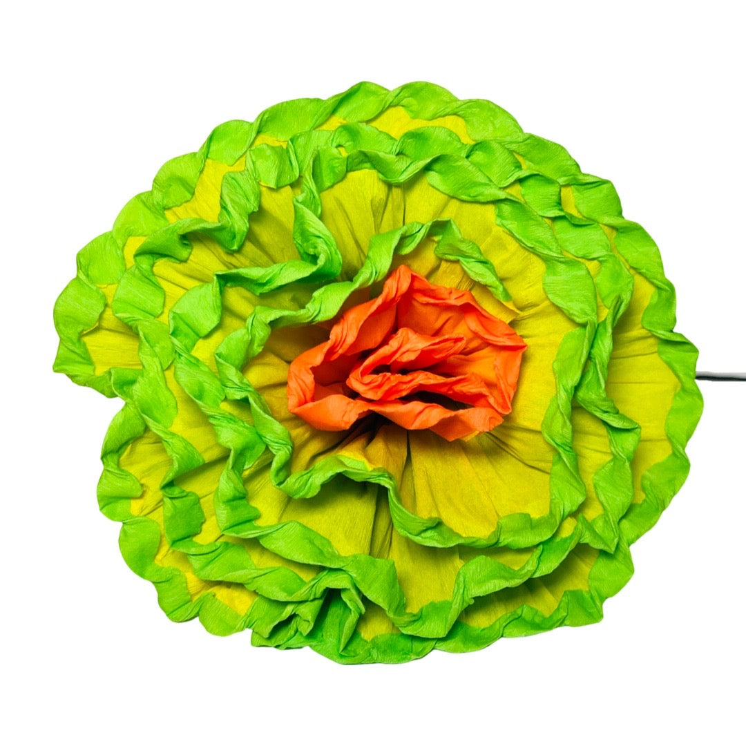Green, yellow and orange paper flower