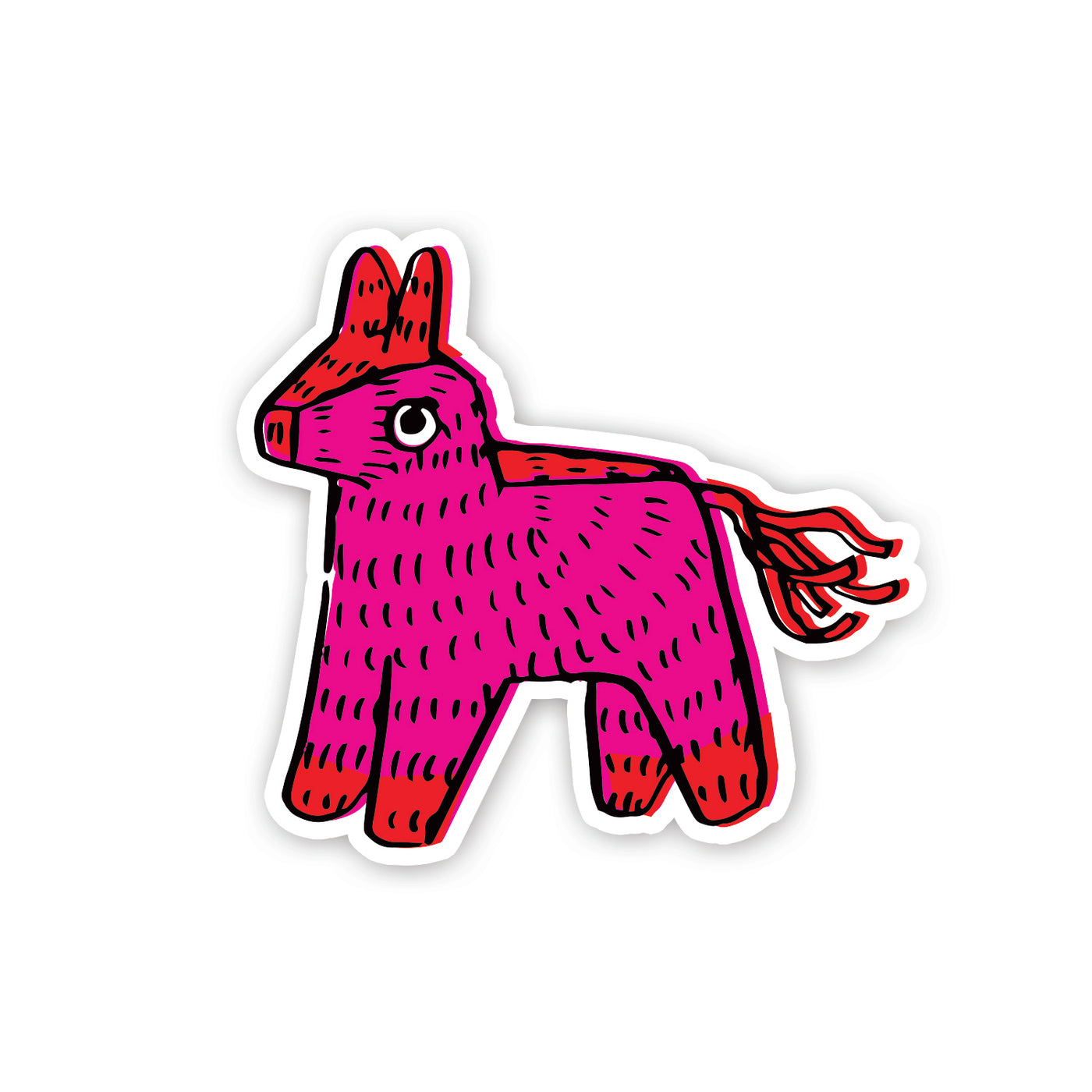 Pink donkey piñata sticker