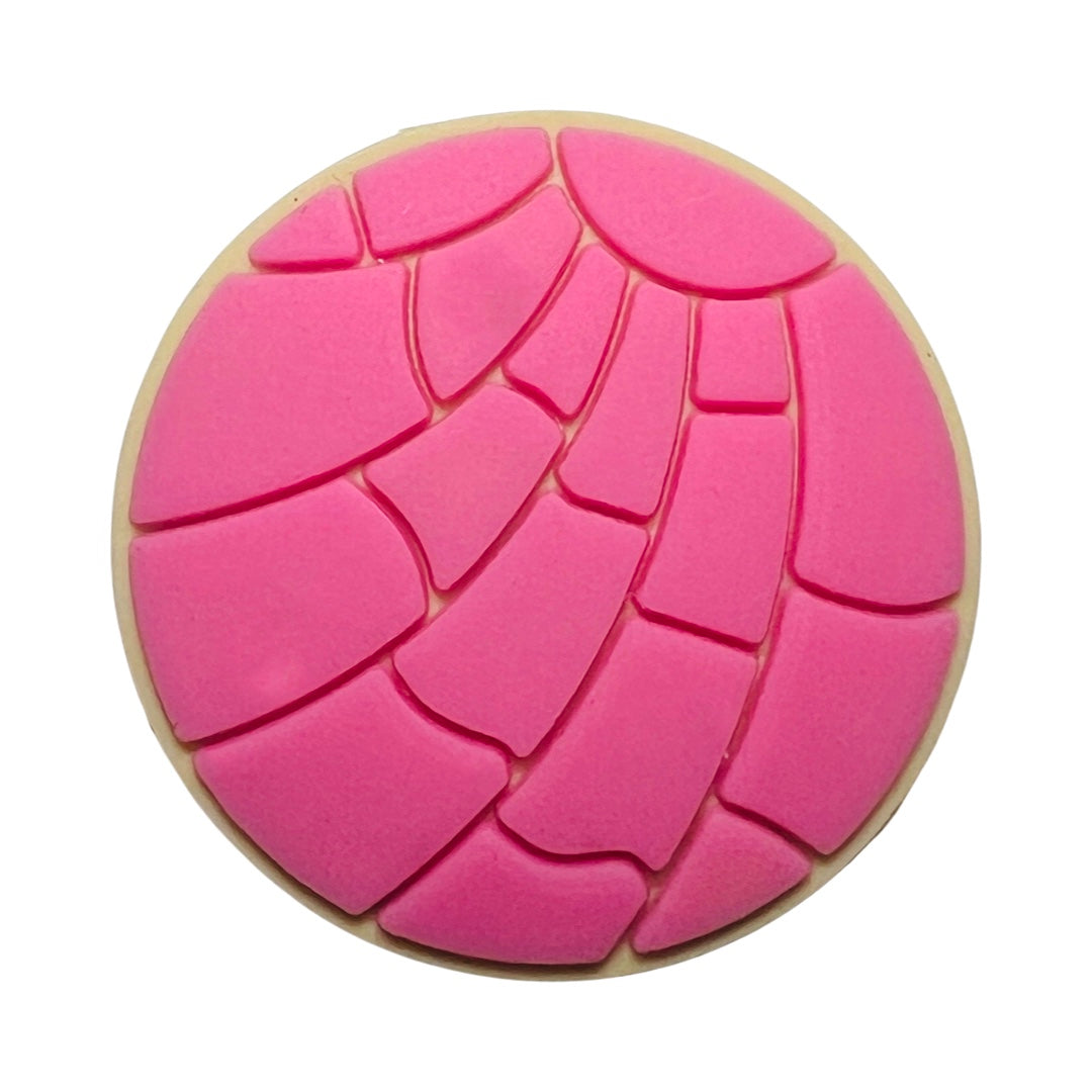 round pink concha croc charm