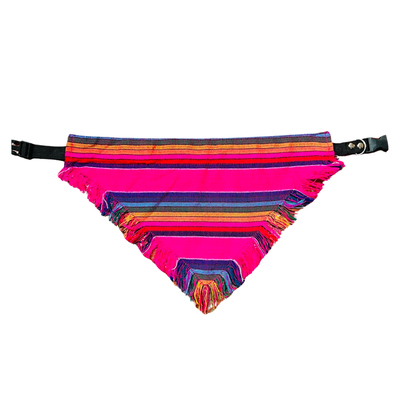 pink and rainbow striped Mexican serape dog bandana