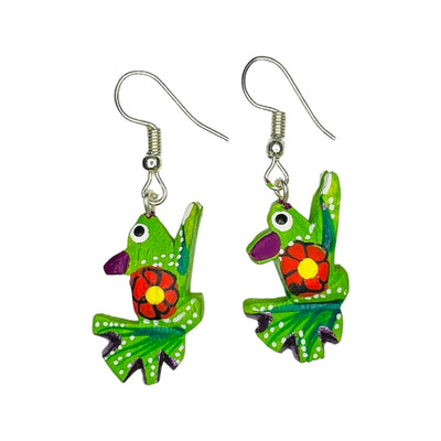 A set of alebrije squirrel earrings of various colors and design