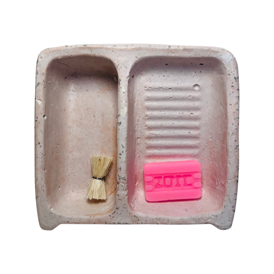 Mini Concrete Lavadero Set with a small zote soap and brush