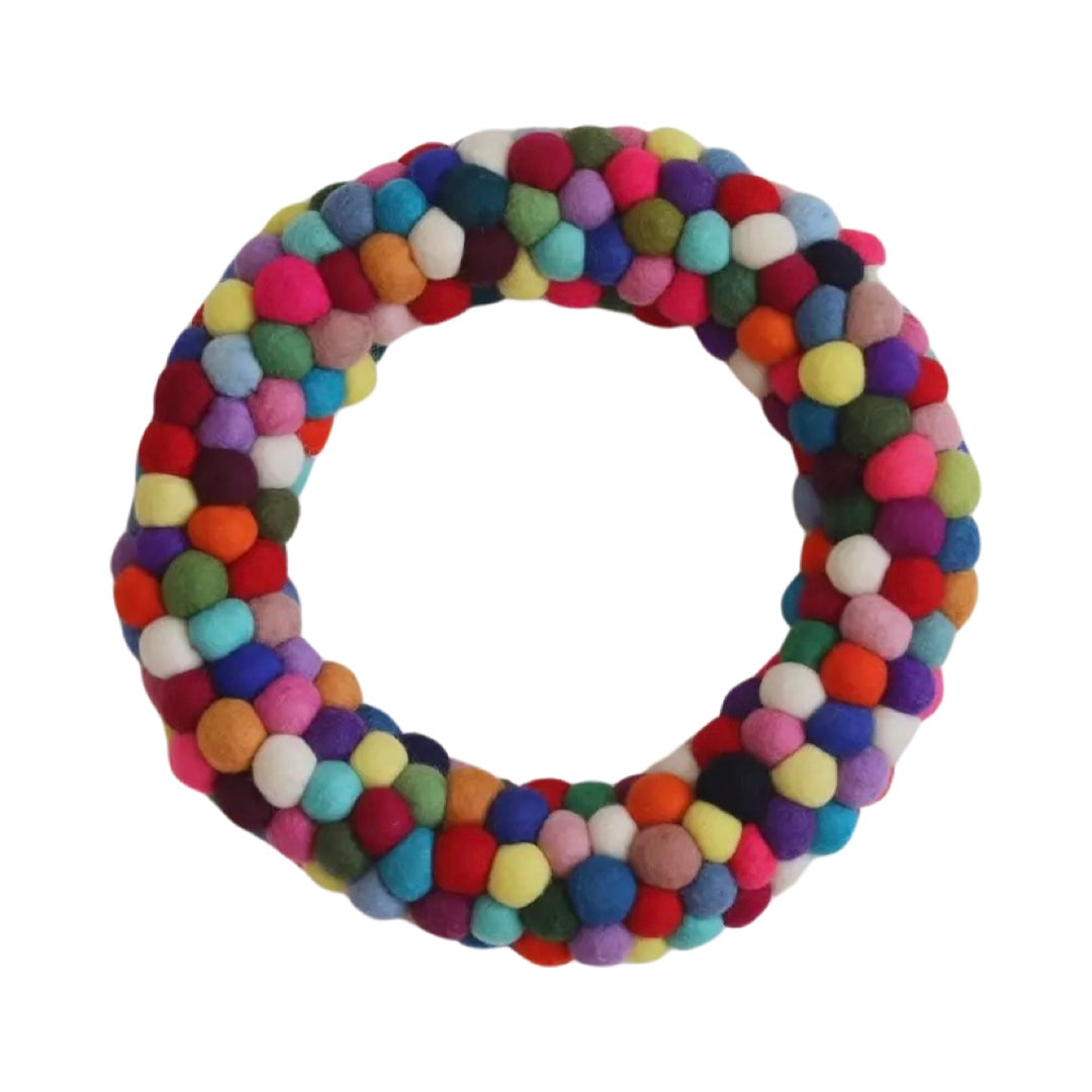 Felt Rainbow Pom Pom Wreath
