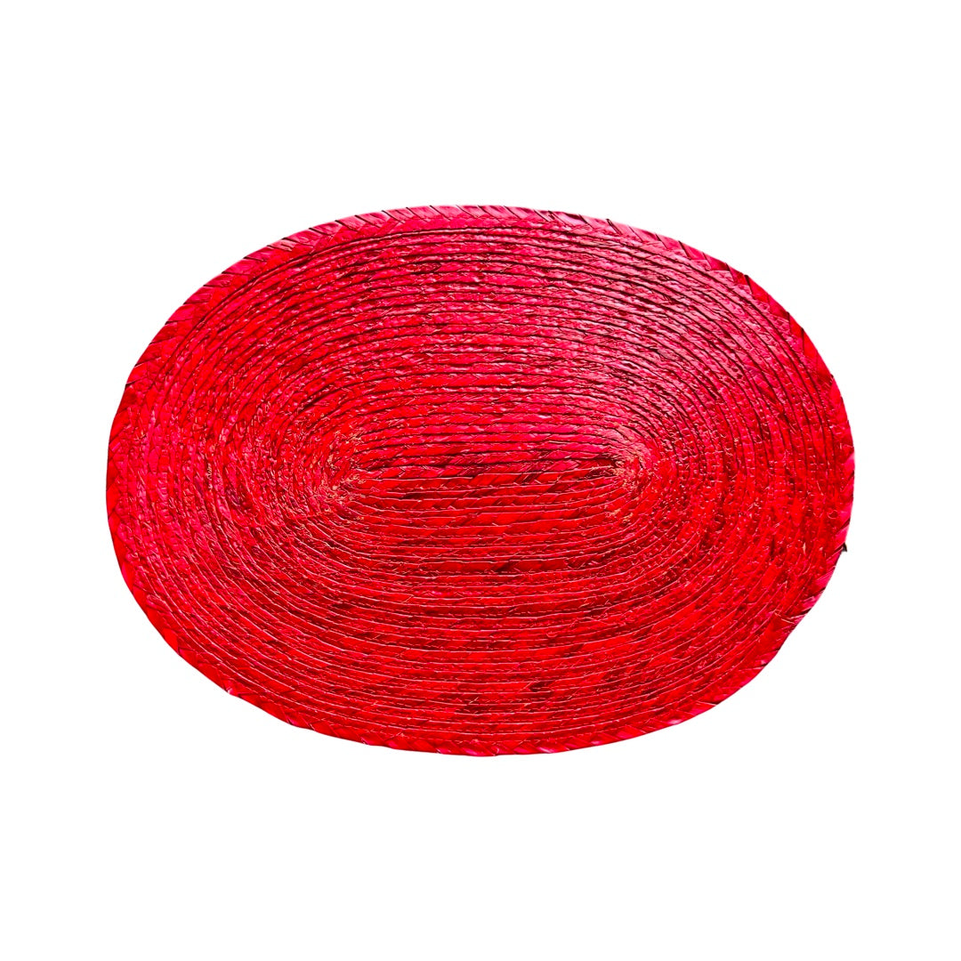 Mexican palma woven placemat (oval) in red