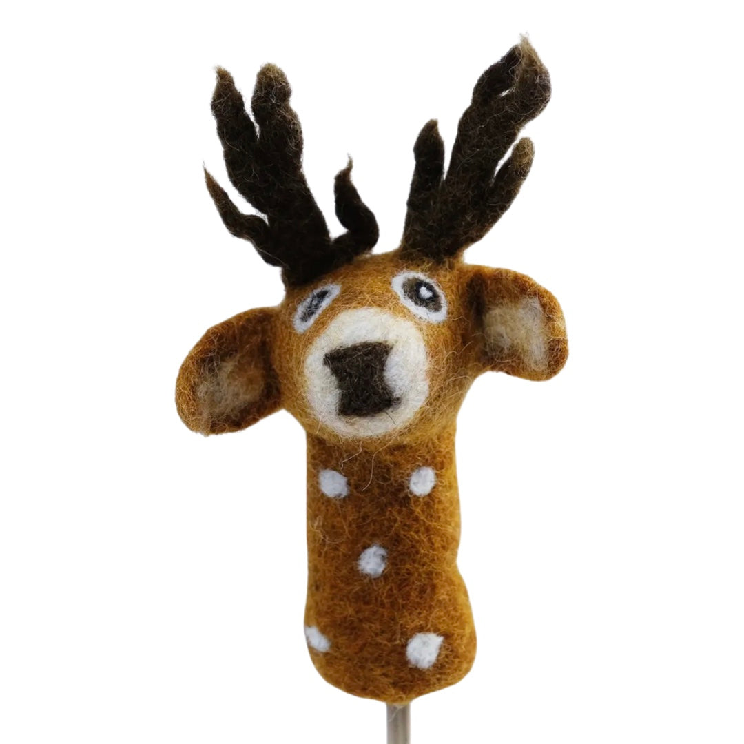 brown felt finger puppet of a deer