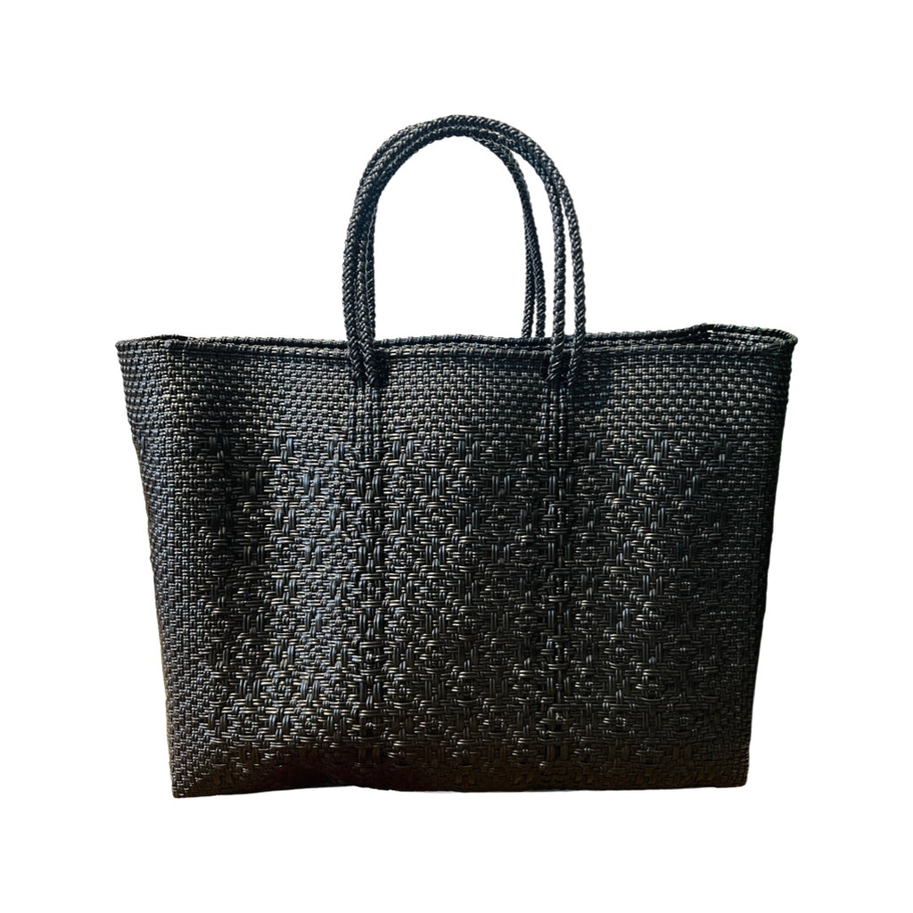 ★LeSportsac★ Black weave weaving tote bag [1190.C460] LeSportsac tote bag black with pouch leaf embroidery kawaii