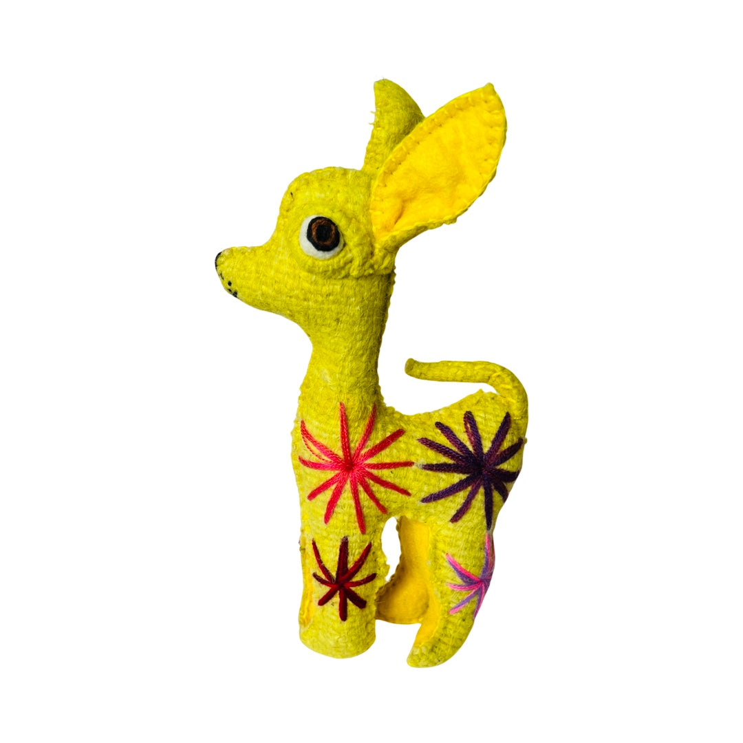 yellow embroidered chihuaha with colorful flowers