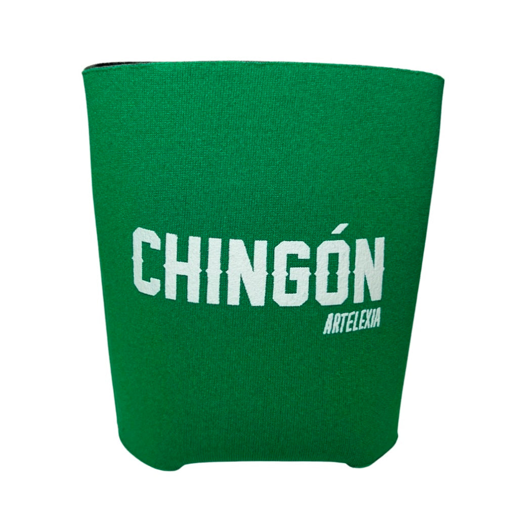 green can cooler with the word Chingón in white lettering