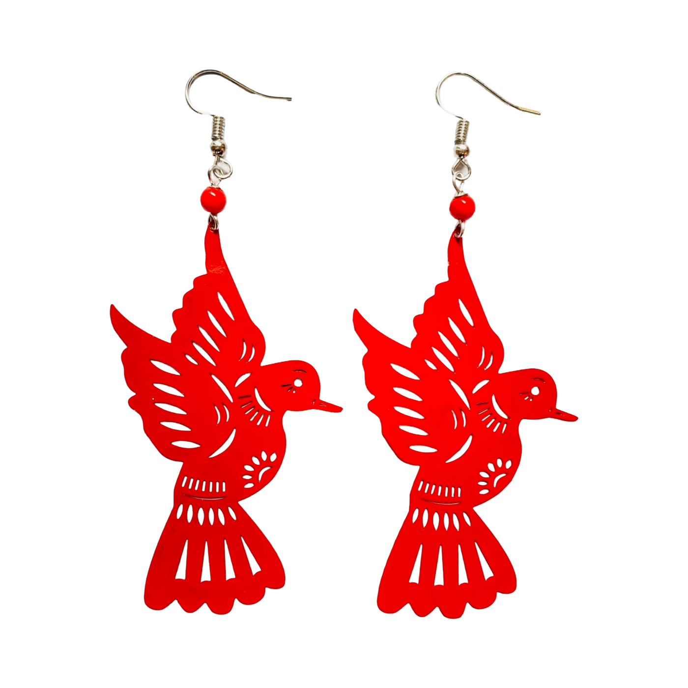 red set of hummingbird earrings