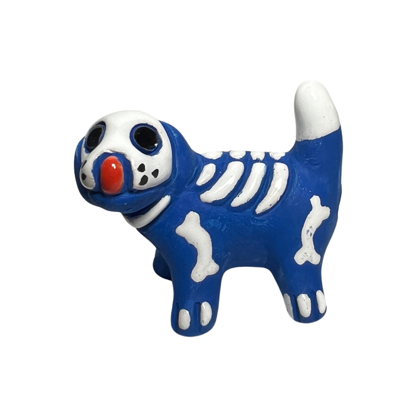 blue ceramic skeleton dog