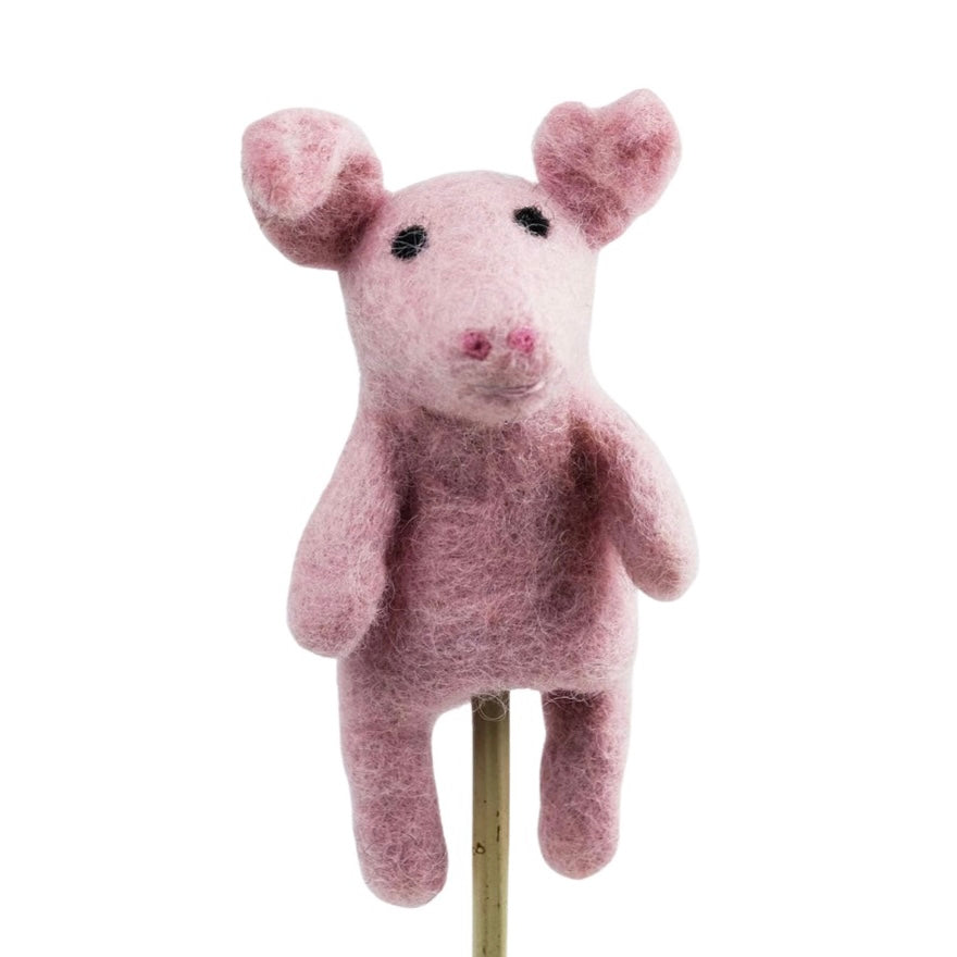 Felt finger pig (pink) puppet. 