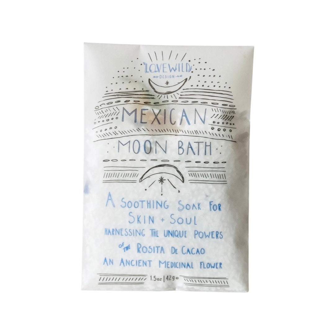 Photo of branded Mexican moon bath salt packet.