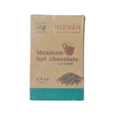 Hernán Mexican Hot Chocolate w/Café in branded box packaging. 