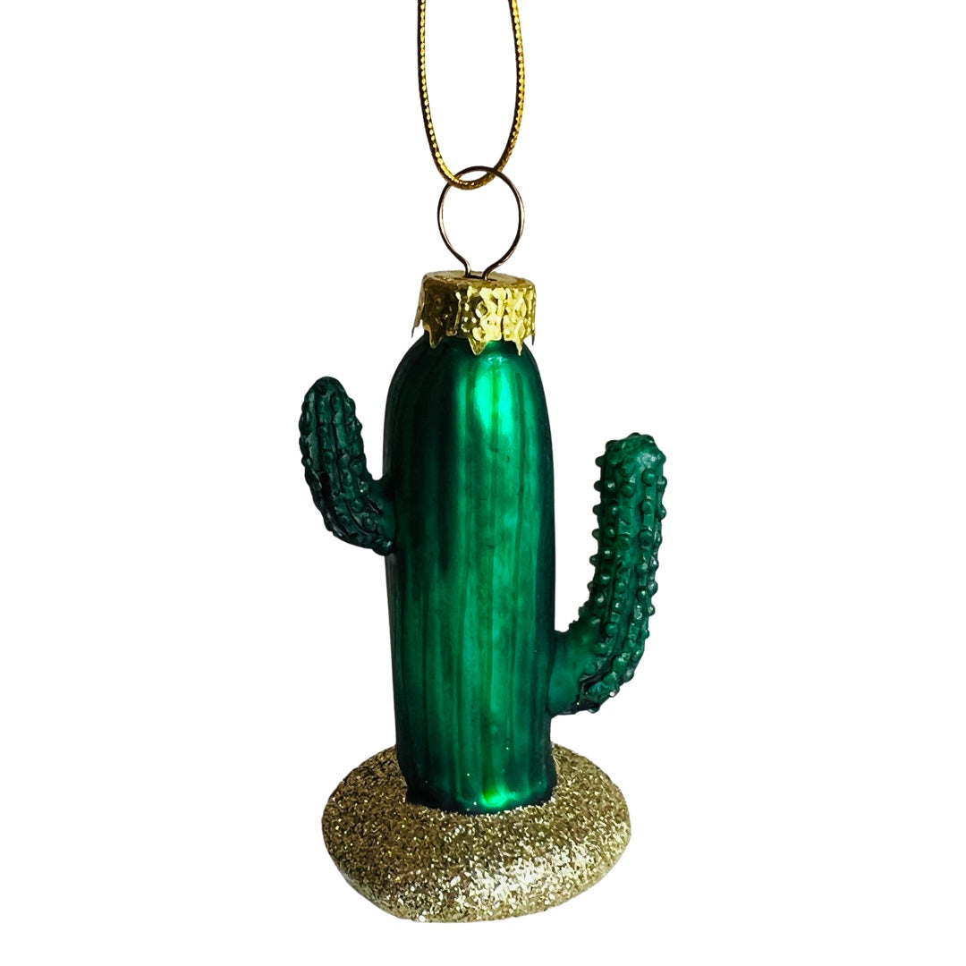 Glass ornament that looks like a saquaro cactus