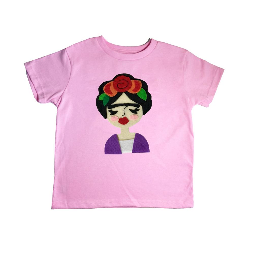 Hand-stitched Frida kid's pink t-shirt.