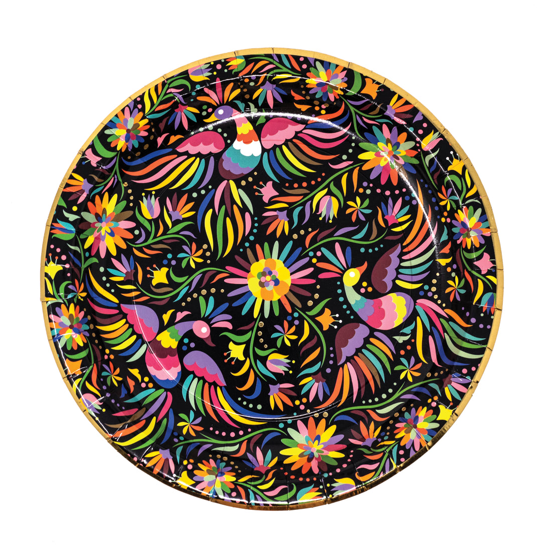 Colorful Otomi paper plates. 