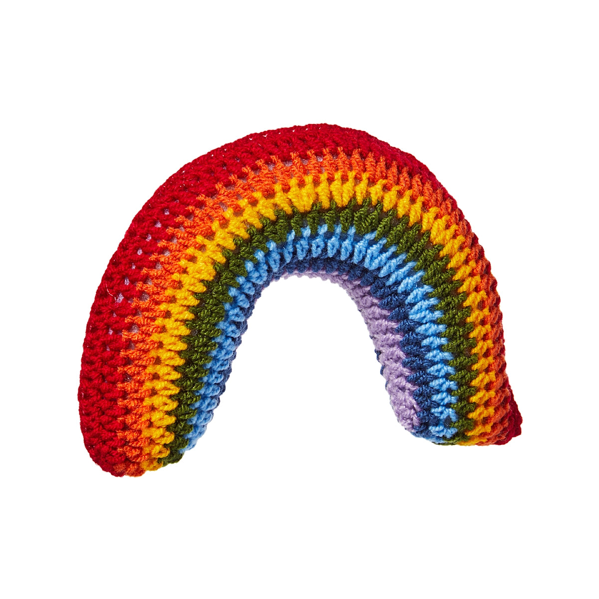 Hand crocheted rainbow rattle
