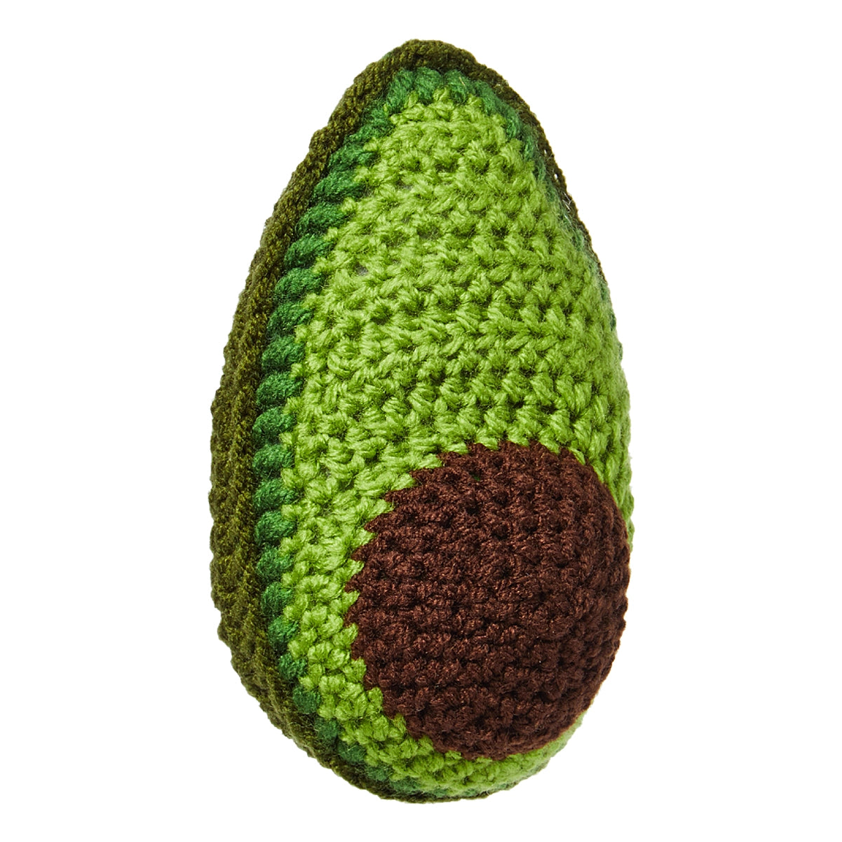 Crocheted avocado baby rattle