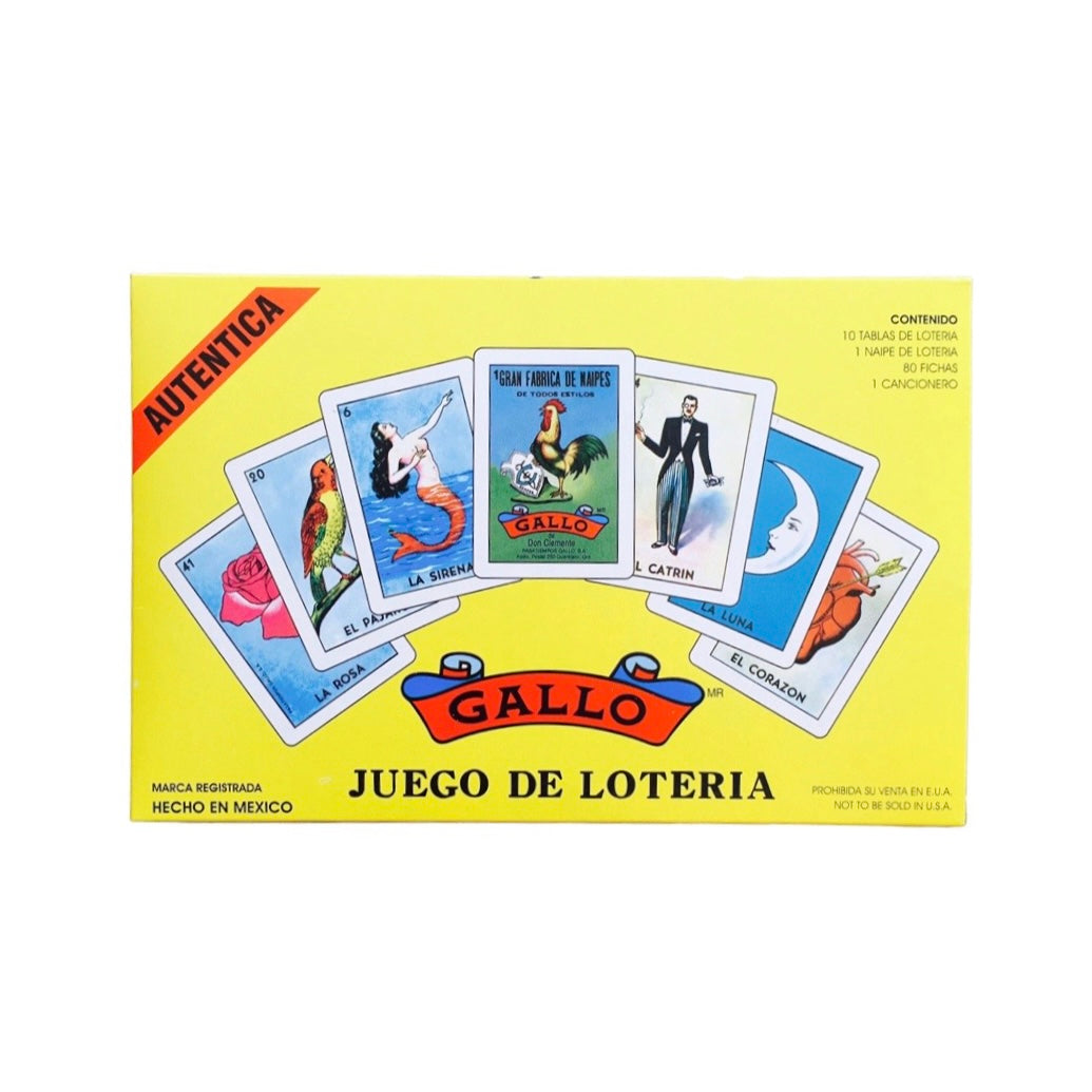 Yellow cover photo of "Autentica Gallo Juego De Loteria" card game.