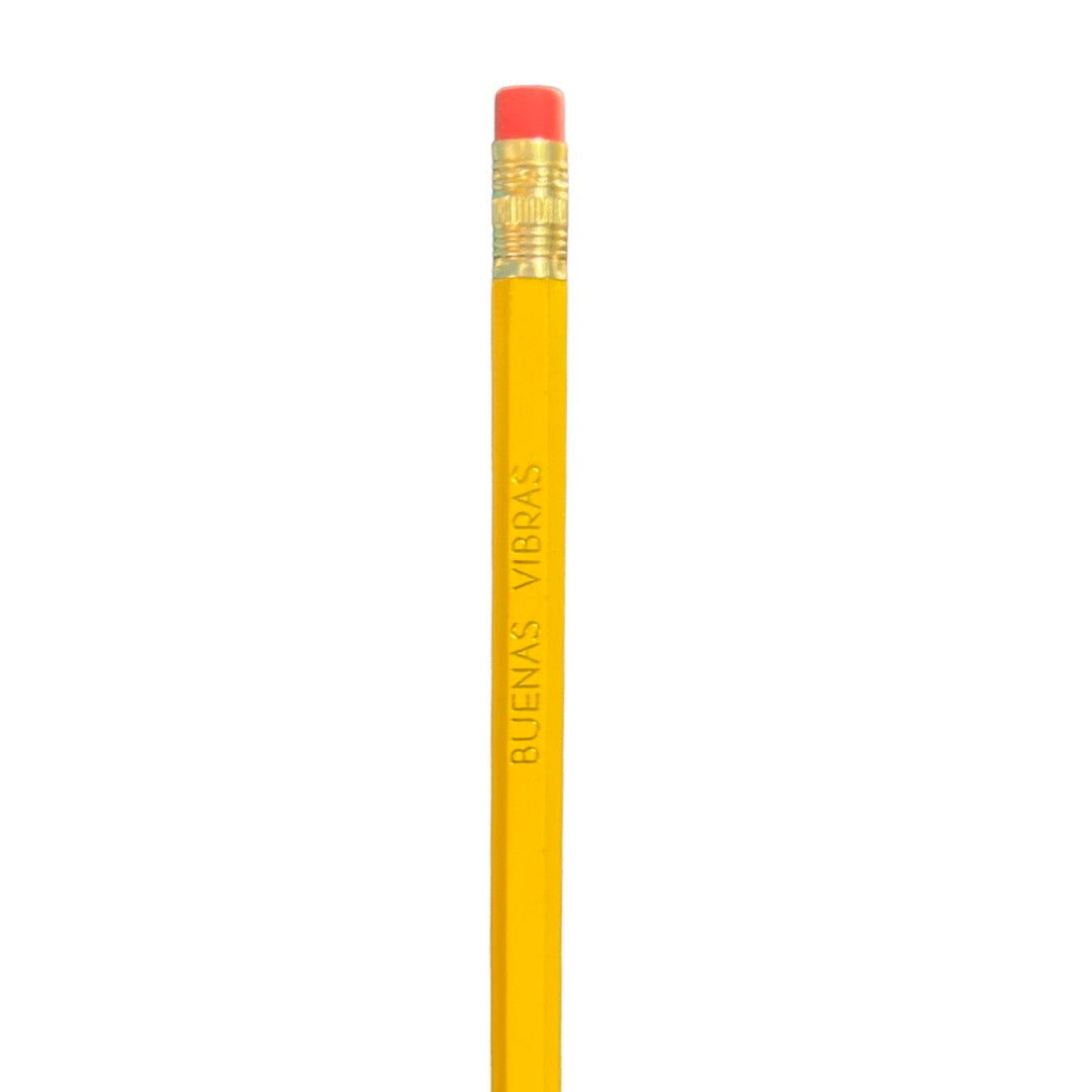 Yellow Buenas Vibras phrase pencil.