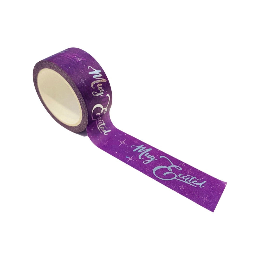 Muy Excited phrase purple washi tape.
