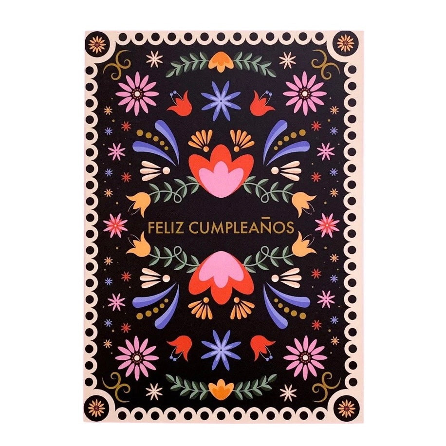 Feliz Cumpleaños floral birthday card.