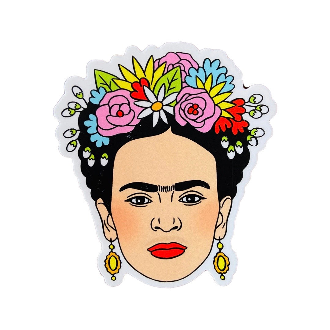 Frida Kahlo with floral crown sticker.