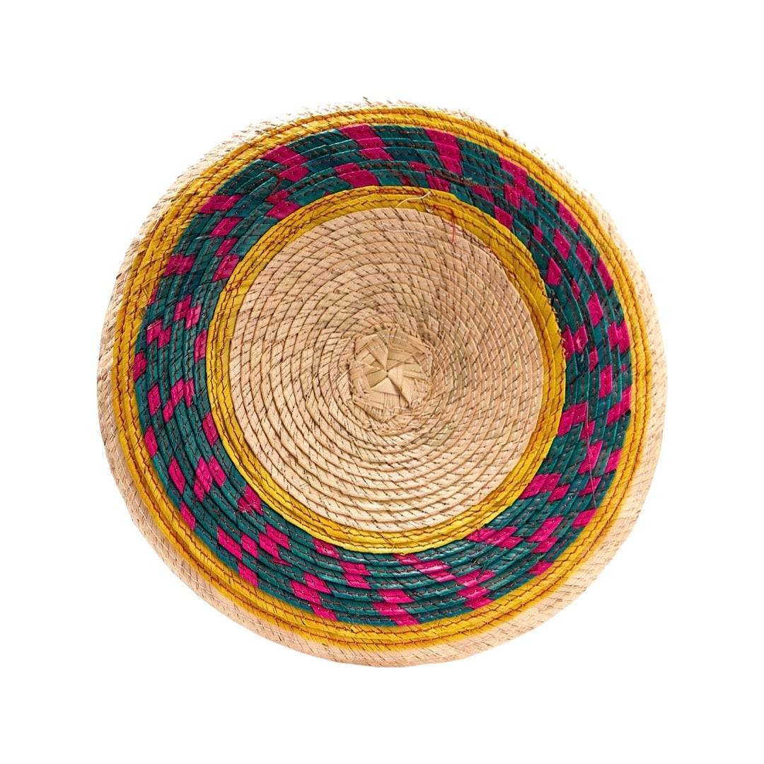 Top view of large woven tortilla basket.