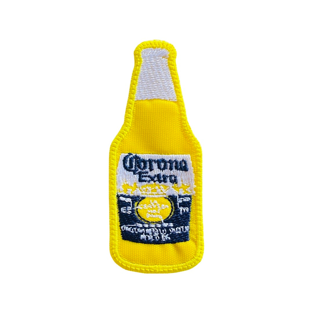 Corona beer bottle embroidered patch.