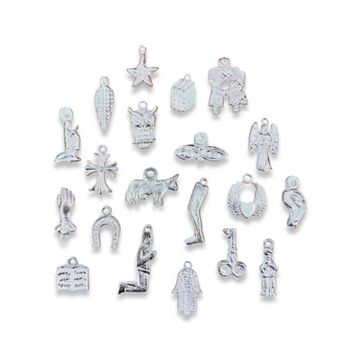 Milagro (miracle) charms pack (10). Silver hardware. 