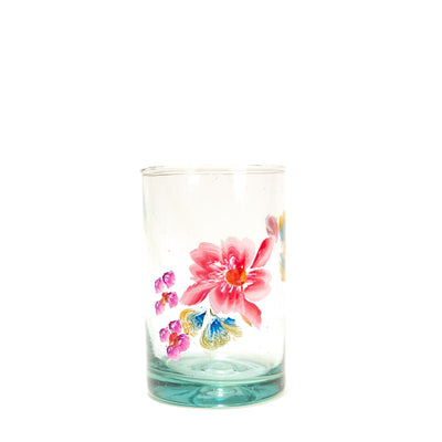 Hand-painted flower glass.
