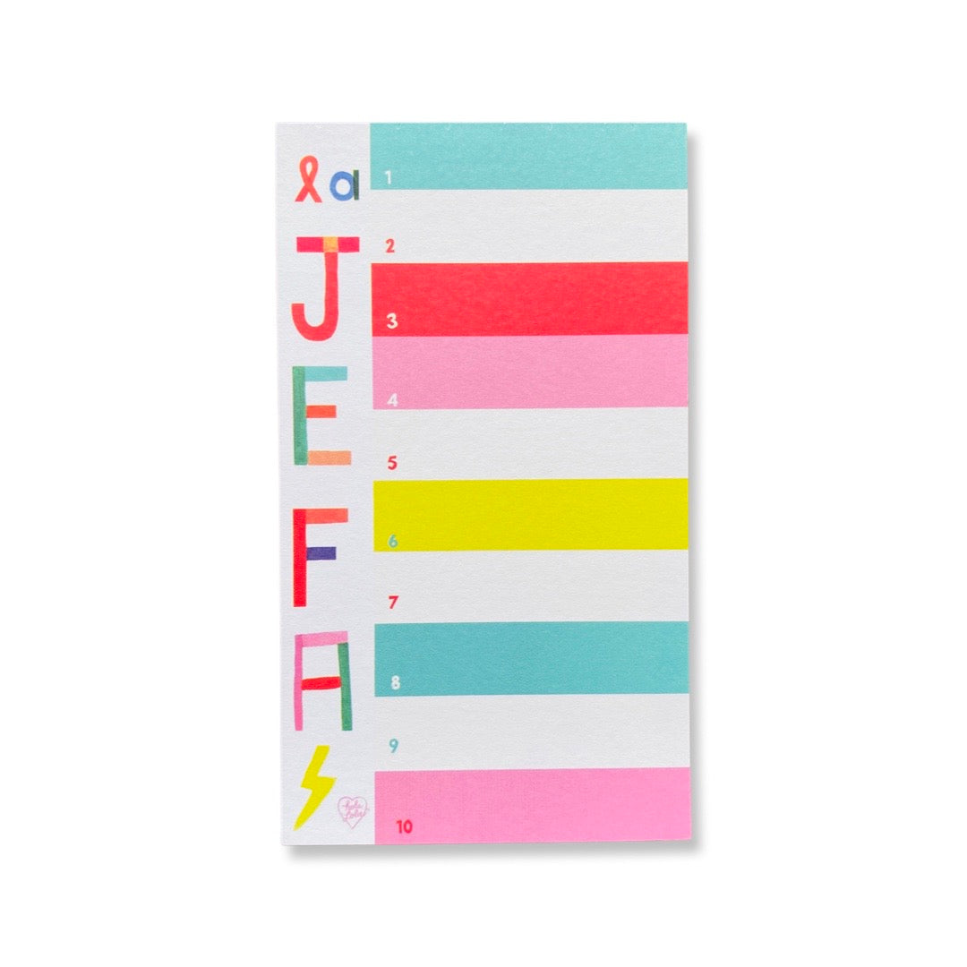 Colorful La Jefa notepad. 