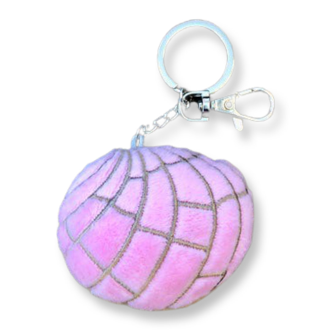 Plush pink concha keychain