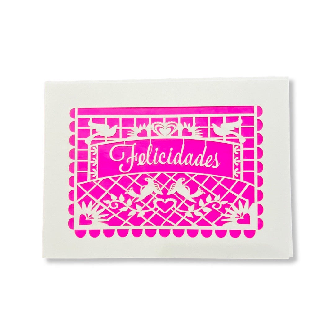 Felicidades (congratulations) pink papel picado greeting card.
