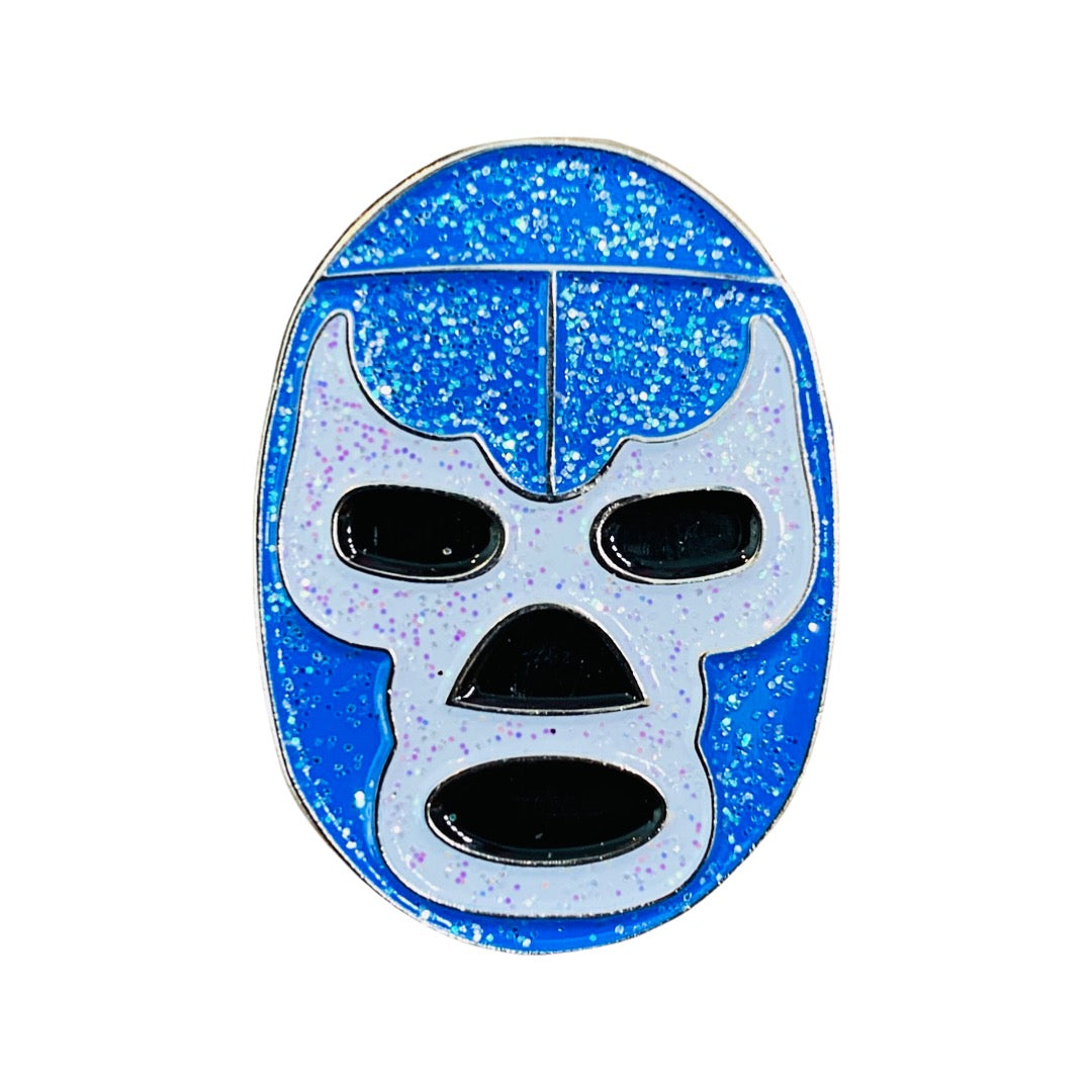 Blue Demon Luchador mask enamel pin