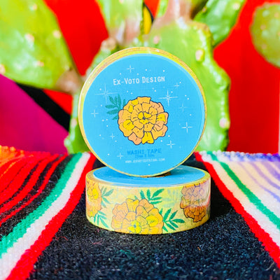 Close up of Marigold (Cempazuchitl) Washi Tape.