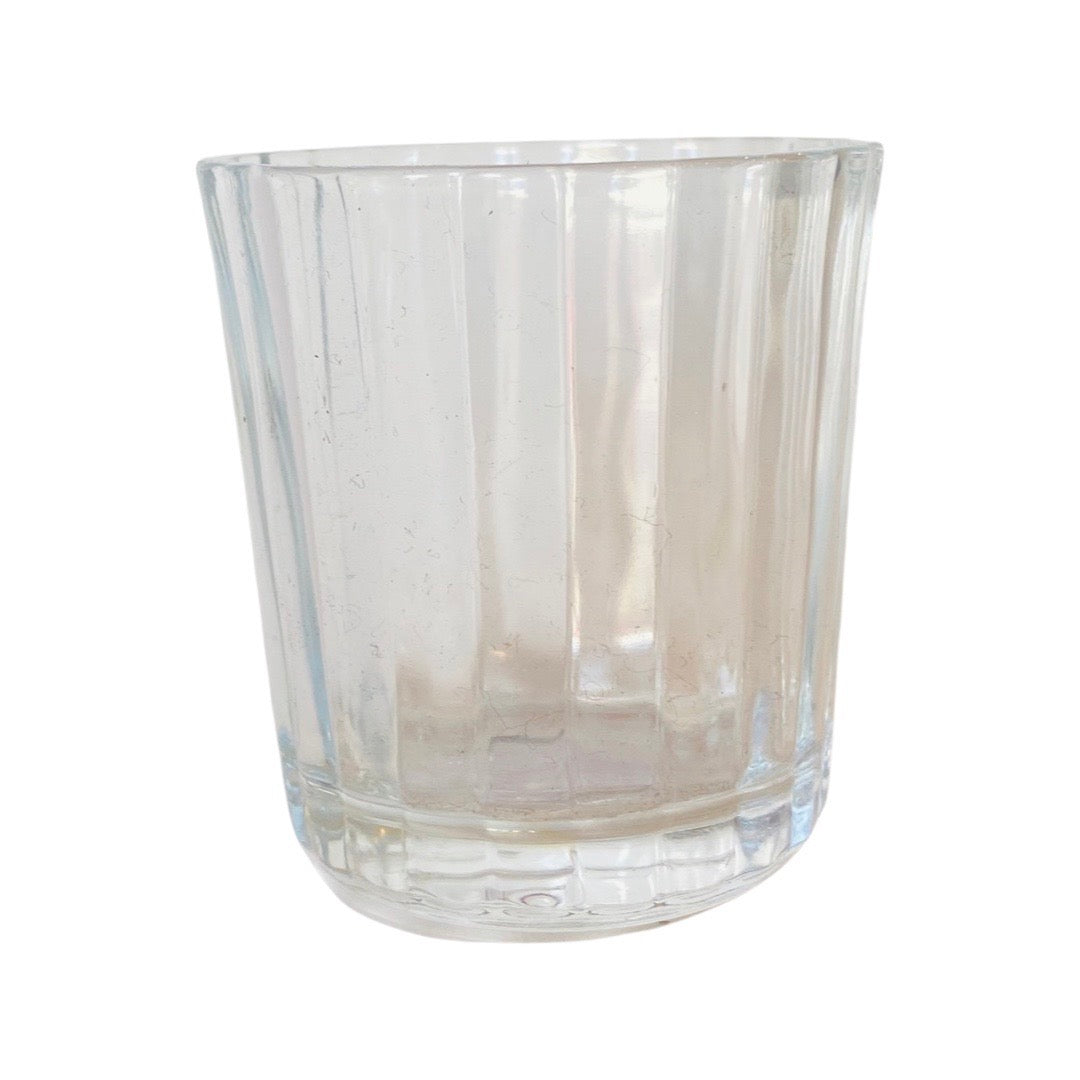 Clear scalloped shot glass.